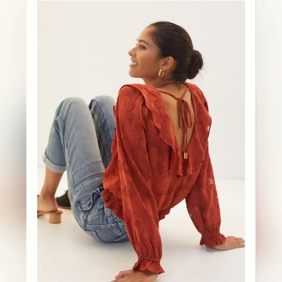 ANTHRO TEXTURED FLORAL TOP - Picture 2 of 3